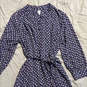 GAP Blue Long Sleeve V-Neck Dress